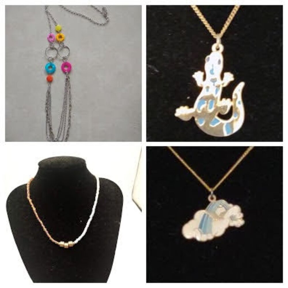 Lot of 4 Colorful Necklaces Jane Marie, Paparazzi, Alligator, Clouds, Rainbow